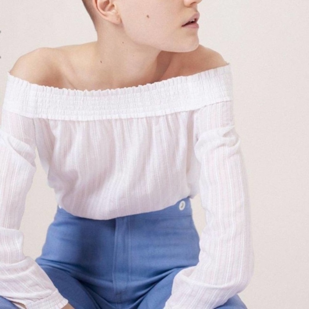 rag & bone White Off-Shoulder Blouse